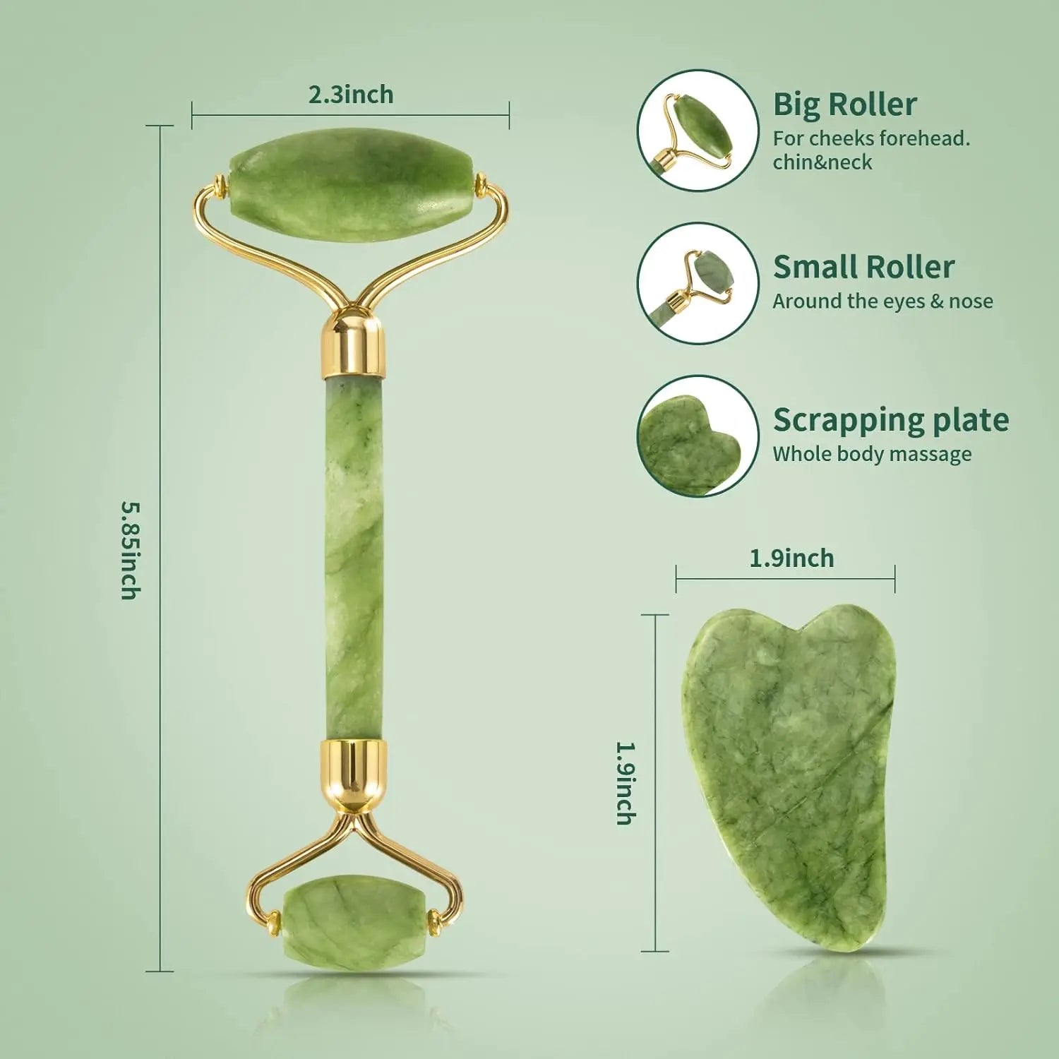 Gua Sha Jade Roller & Facial Set