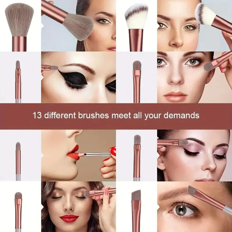 13-Piece Colorful Makeup Brush Set